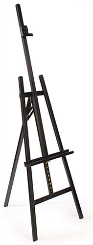 Wood Easel for Floor, Adjustable Top Clamp and Support Bar - Black