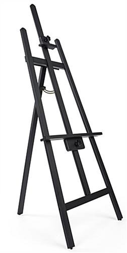 Wood Easel for Floor with Adjustable Top Clamp and Bottom Support Bar - Black