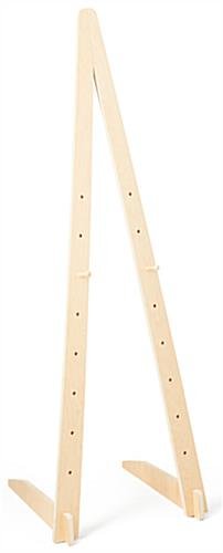 Wood Easel for Floor with Bi-Fold Design, Adjustable Pegs with 8 Tiers - Natural - Image 2