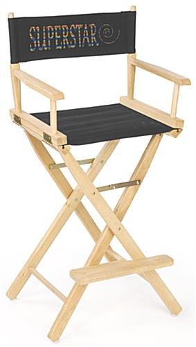 Wooden Director's Chair, Folding, 29" High Canvas Seat - Black w/ Full Color Printing