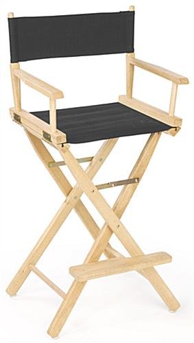 Wooden Director's Chair, Folding, 29" High Canvas Seat - Black