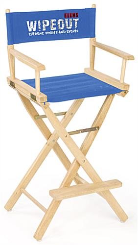 Wooden Director's Chair, Folding, 29" High Canvas Seat - Blue w/ Full Color Printing