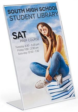 Workshop Series 11" x 17" Acrylic Sign Holder, Slant Back, Non-Glare Finish - Clear