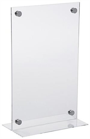 Workshop Series 11” x 17” Acrylic Sign Holder with Silver Standoffs - Clear