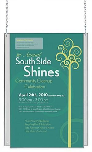 Workshop Series 11 x 17 Hanging Sign Frame with (2) 5' Chains - Clear Acrylic