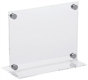 Workshop Series 11” x 8.5” Acrylic Sign Holder with Silver Standoffs - Clear