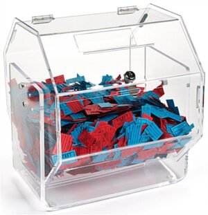 Workshop Series 13.5"w Acrylic Raffle Drum with Locking Door, Countertop - Clear