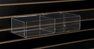 Workshop Series 2-Pocket Slatwall Accessory Bin, Rectangular - Clear Acrylic