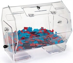 Workshop Series 21.5"w Acrylic Raffle Drum with Locking Door, Countertop - Clear