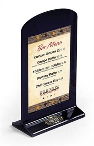 Workshop Series 4 x 6 Sign Holder for Tabletops, Curved Top, Custom Printed - Black