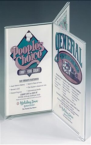 Workshop Series 4 x 9 Acrylic Sign Holder for Tabletops, 6-Sided, Top Insert - Clear