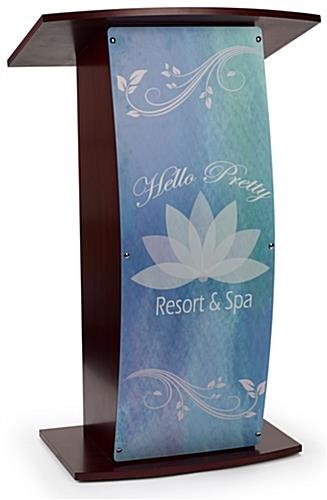Workshop Series 43.5" Floor Podium, Custom Printed Opaque Acrylic Panel - Mahogany - Image 2