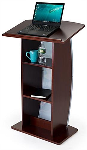 Workshop Series 43.5" Floor Podium, Custom Printed Opaque Acrylic Panel - Mahogany - Image 4