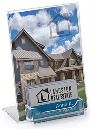 Workshop Series 5 x 7 Sign Frame with Business Card Pocket, Slant Back - Clear