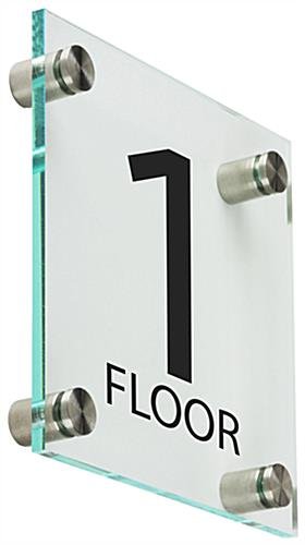 Workshop Series 6 x 6 Wall Sign w/ “Floor 1” Pre-Printed, Acrylic & Standoffs - Clear