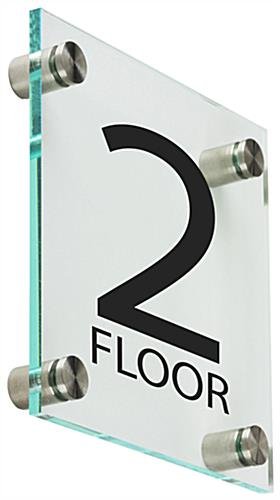 Workshop Series 6 x 6 Wall Sign w/ “Floor 2” Pre-Printed, Acrylic & Standoffs - Clear