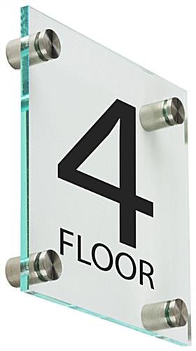 Workshop Series 6 x 6 Wall Sign w/ “Floor 3” Pre-Printed, Acrylic & Standoffs - Clear