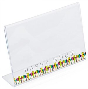 Workshop Series 6x4 Acrylic Sign Holder w/Slant Back Design, Custom Printing - Clear