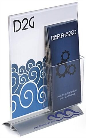 Workshop Series 8 x 11 Sign Holder, Brochure Pocket, Custom Logo, Snap Base - Clear