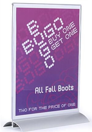 Workshop Series 8.5 x 11 Acrylic Sign Holder w/ Aluminum Base, Bottom Insert - Clear