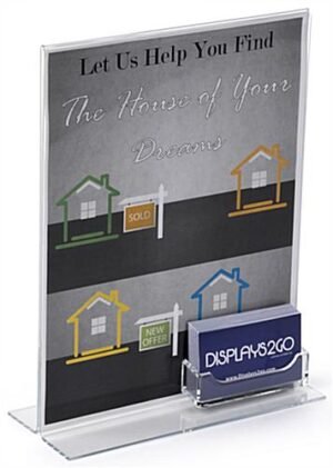 Workshop Series 8.5 x 11 Acrylic Sign Holder w/ Business Card Pocket, T-style - Clear