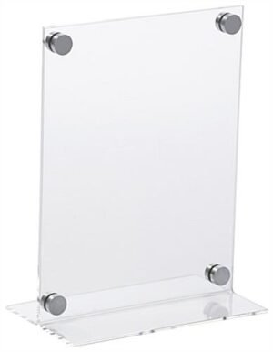 Workshop Series 8.5” x 11” Acrylic Sign Holder with Silver Standoffs - Clear