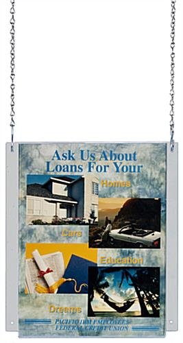 Workshop Series 8.5 x 11 Hanging Sign Frame with (2) 5' Chains - Clear Acrylic