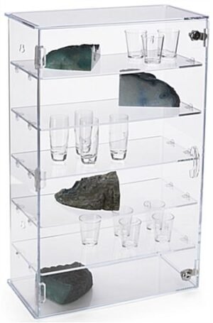 Workshop Series, Acrylic Countertop Display Case w/ 5 Shelves, Locking Door - Clear