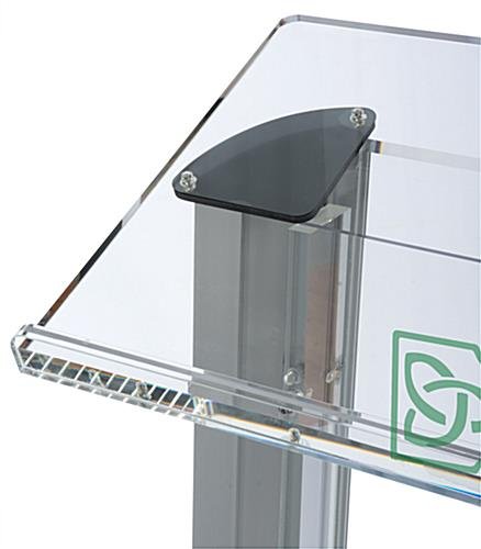 Workshop Series Acrylic Podium, Aluminum Sides, Celtic Cross – Clear & Silver - Image 2