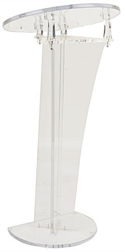 Workshop Series Acrylic Podium for Floor, Circular Surface, X-Shaped Post - Clear