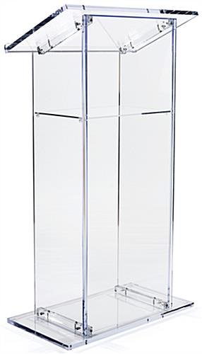 Workshop Series Acrylic Podium for Floor with Open Back and Shelf - Clear