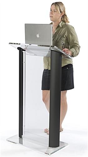 Workshop Series Acrylic Podium with Aluminum Sides, Clear Front Panel - Black - Image 4