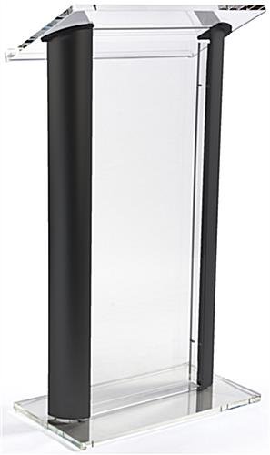 Workshop Series Acrylic Podium with Aluminum Sides, Clear Front Panel - Black