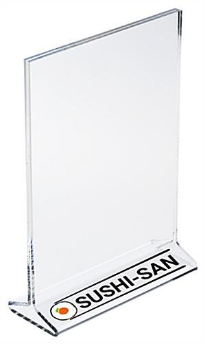 Workshop Series Custom Printed 5x7 Acrylic Sign Holder for Tabletops, T-style - Clear