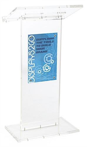 Workshop Series Podium, Floor Standing with 11 x 17 Sign Holder - Clear