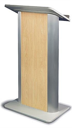 Workshop Series Podium for Floor, 49" tall, Aluminum & MDF - Silver with Maple Panel