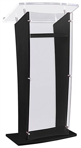 Workshop Series Wood Podium with Clear Acrylic Front Panel, 48.75” Tall - Black