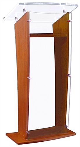 Workshop Series Wood Podium with Clear Acrylic Front Panel, 48.75” Tall - Maple