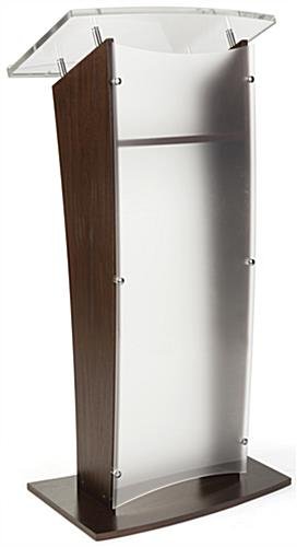 Workshop Series Wood Podium with Frosted Acrylic Front Panel, 48.75” Tall - Mahogany