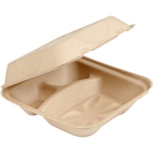 World Centric Compostable 3-Compartment Container, 8"L x 8"W, 100 ct