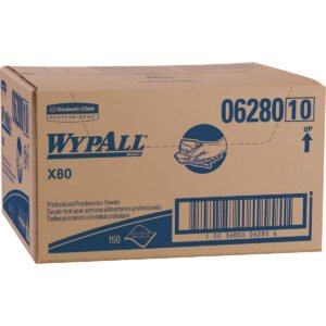 WypAll X80 Foodservice Towels, 12-1/2"L x 23-1/2"W, White/Blue, 150 ct