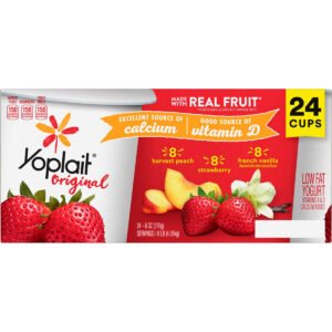 Yoplait Original Low Fat Yogurt, Variety Pack, 6 oz, 24 ct