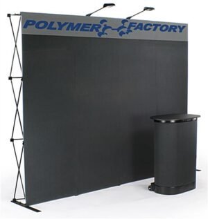 10' Pop Up Display w/ Custom Header, 2 Spotlights & Portable Counter - Black