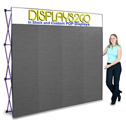 10' Pop Up Display w/ Custom Header & Hook-and-Loop Fabric - Gray
