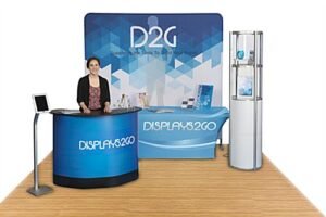 10x10 Trade Show Booth Kit w/ Backdrop, Counter, Display Case, Flooring & iPad Stand