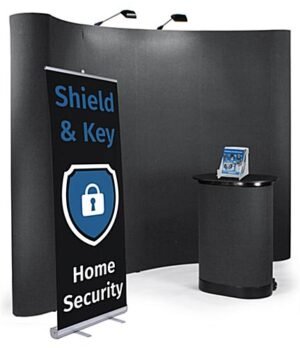 10x10 Trade Show Booth Kit w/ Counter, Banner Stand, Literature Holder and Backdrop