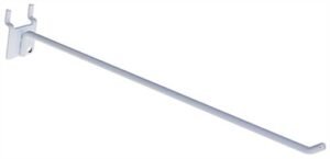 12” Peg Hook for up to 1/8" Thick Metal Pegboard, 1" On Center, Metal - White