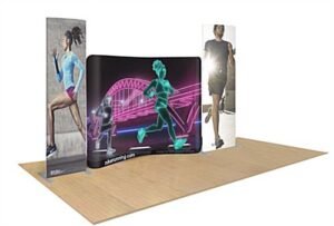 13.5' Trade Show Display w/ 3 Backdrops, Custom Graphics, Portable