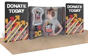 17' Trade Show Display w/ 3 Backdrops, Custom Graphics, Portable