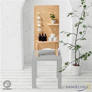 18 x 35 Pegboard Shelving Display, Countertop, Collapsible Design - Natural